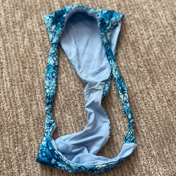 Frankie's Bikinis Blue Snakeskin Bikini Bottom - Image 4