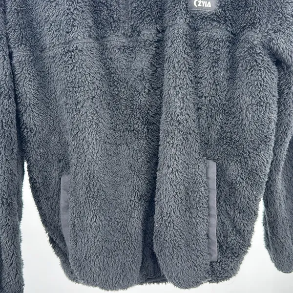 ZYIA black Sherpa 1/4 zip pullover M cozy warm outdoor activewear neutral soft - Image 6