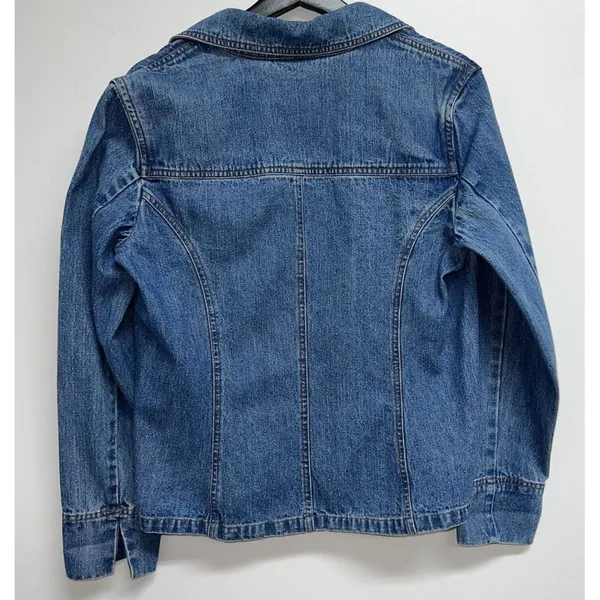 Vintage Bill Blass Womens Denim Blue Jean Blazer Jacket Size S One Button Cotton - Image 3