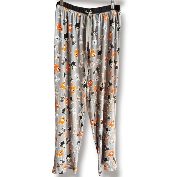 Rene Rofe Halloween Frenchie Dog Print Pajama Pants Gray XL Spooky Season Lounge - Image 2
