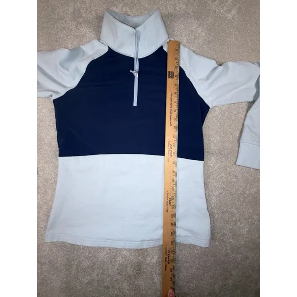 FootJoy Women's Cozy Hybrid Mid-Layer Quarter-Zip pullover‎ Navy/sky Small - Image 5