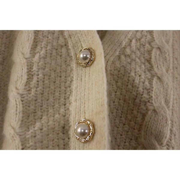 Sugar Moon Cream Cable Knit Pearl Button Cardigan - XL - NWT - Image 4