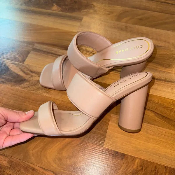 Cole Haan Women's Block Heel Sandals‎ tan Leather classic wedding size 9 career - Image 2