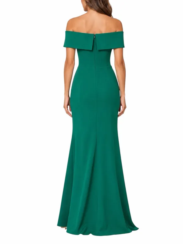 Betsy & Adam Gown Size 8 Emerald Green Corset Cowl Neck Ruched Formal Maxi Dress - Image 2