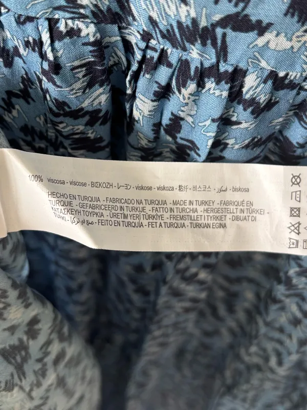 Zara The Angel Dress Blue Abstract Tiered Midi Dress Long Sleeves Flowy Boho - Image 11