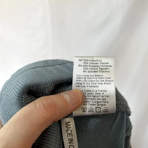 Risen LA sculptex linen wide leg‎ elastic waist blue sweatpants women's size S - Image 10