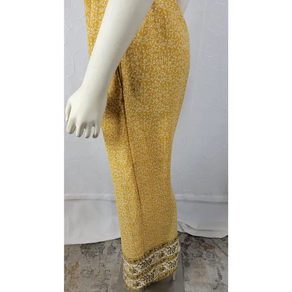 Sienna Sky Womens Jumpsuit Size M Mustard Floral Print Halter Back Keyhole Boho - Image 13