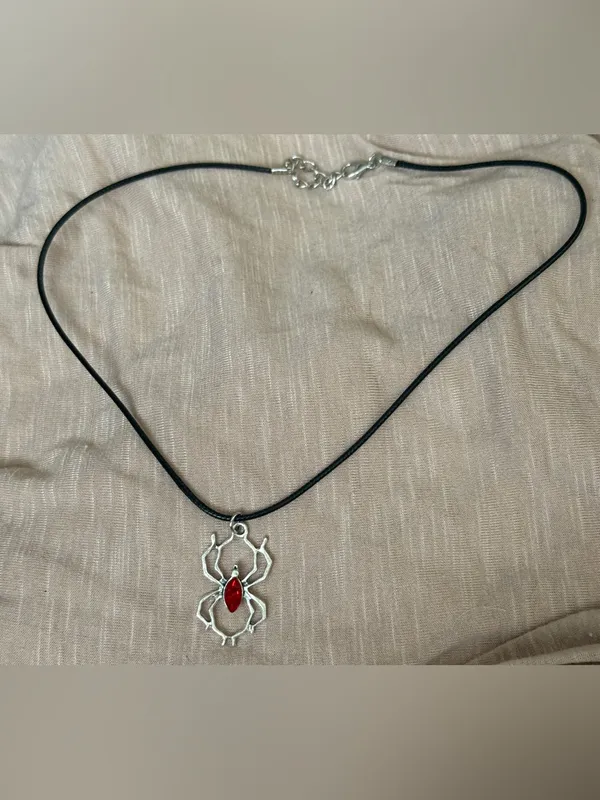 Red Spider Pendant Black Cord Necklace - Unbranded - Image 4