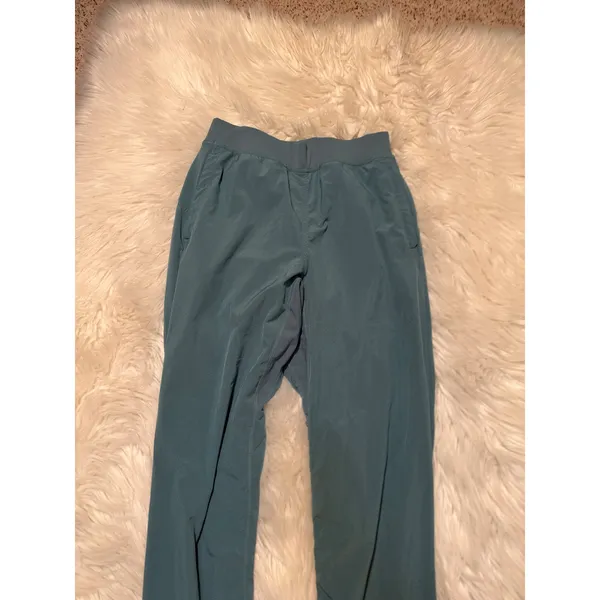 Halara Women's Sz XS High Waist Eyelet 2-in-1 Zip Hem Running Joggers Stone Blue - Image 6