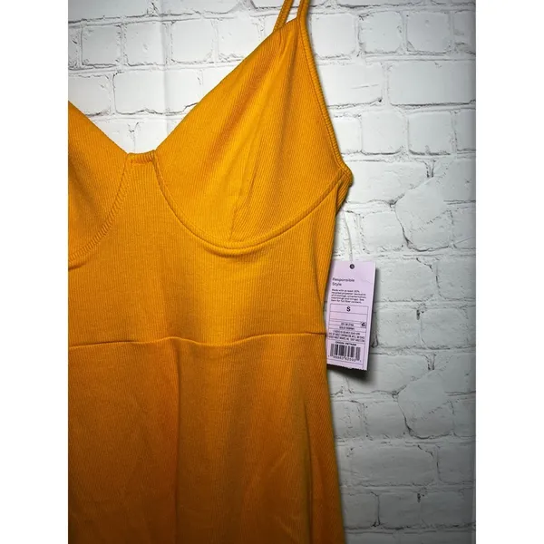 NWT Wild Fable Orange Ribbed Spaghetti‎ Strap Mini Dress Size S - Image 3