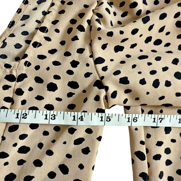 Altar'd State Brown Polka Dot Animal Print Long Sleeve Cropped Blouse Top XS - Image 5