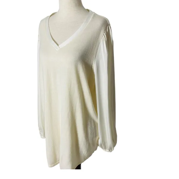 CHICO'S Cashmere Blend Balloon Sleeve Sweater - Image 4