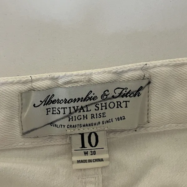 Abercrombie Fitch Festival Shorts Womens 10 White Fringe High Rise Button Zip - Image 5