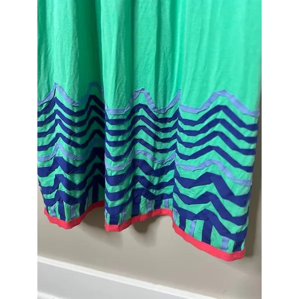 Boden Green Maxi Dress 14R Grosgrain Ribbon Detail V Neck‎ Beachy Resort Whimsy - Image 3
