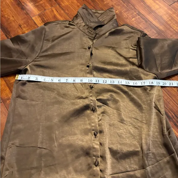 Princess Polly Brown Statin Brown Long Sleeve Button Up Business Blouse Size 4 - Image 13