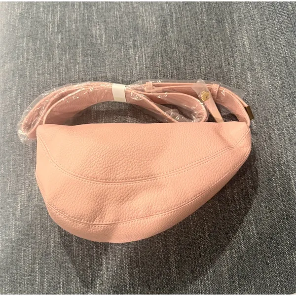 Soft vegan Leather Sling Bag Womens Small Blush Pink Crossbody Zip cute casual - Image 6