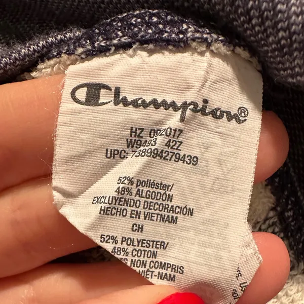 Champion Heritage French Terry Crew Striped Sweatshirt Navy Cream Small Nautical - Image 6