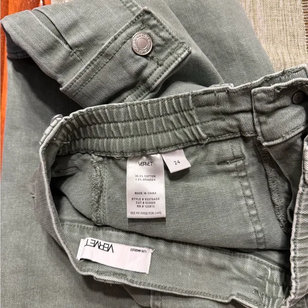 VERVET Buckle Green Stretch Cargo Y2K High Rise Wide Leg Pant Streetwear Size 24 - Image 7