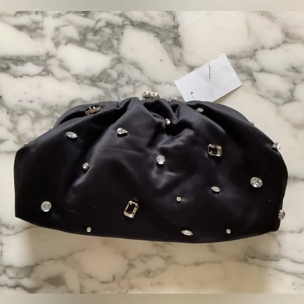 NWT J Crew Satin rhinestone clutch missing 4 rhinestones - Image 3