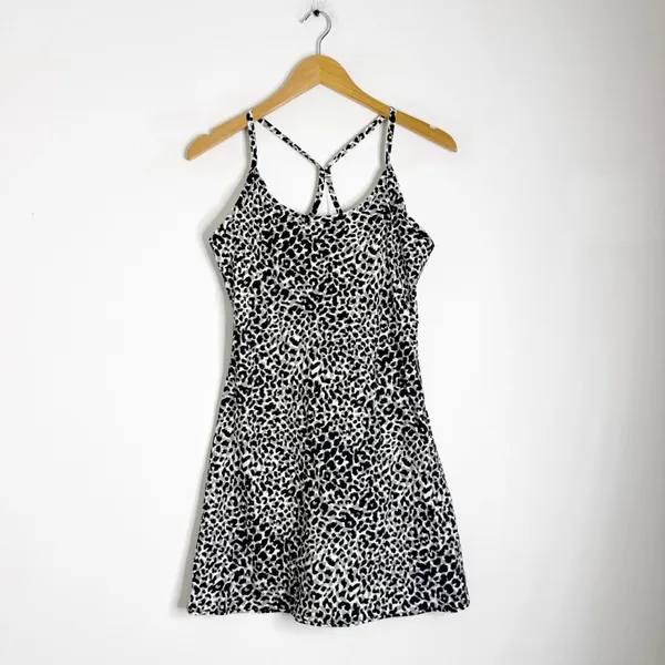 Outdoor Voices The Exercise Dress – Black/White Animal Print Size Medium - Image 3