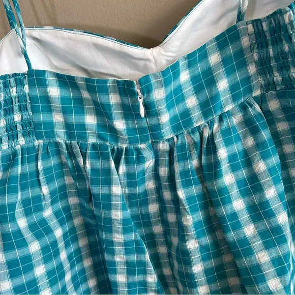 ✨ Amanda Uprichard Women’s Blue White Gingham Tank Top Large - Image 6