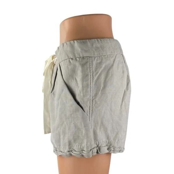 Aritzia Wilfred Gray Linen Drawstring Pleated Mid Rise Casual Sweat Shorts Sz 4 - Image 2