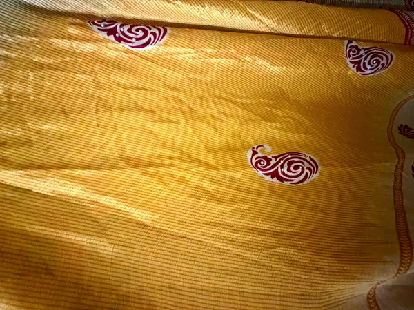 Indian Silk Reversible Wrap Skirt Yellow - Image 5