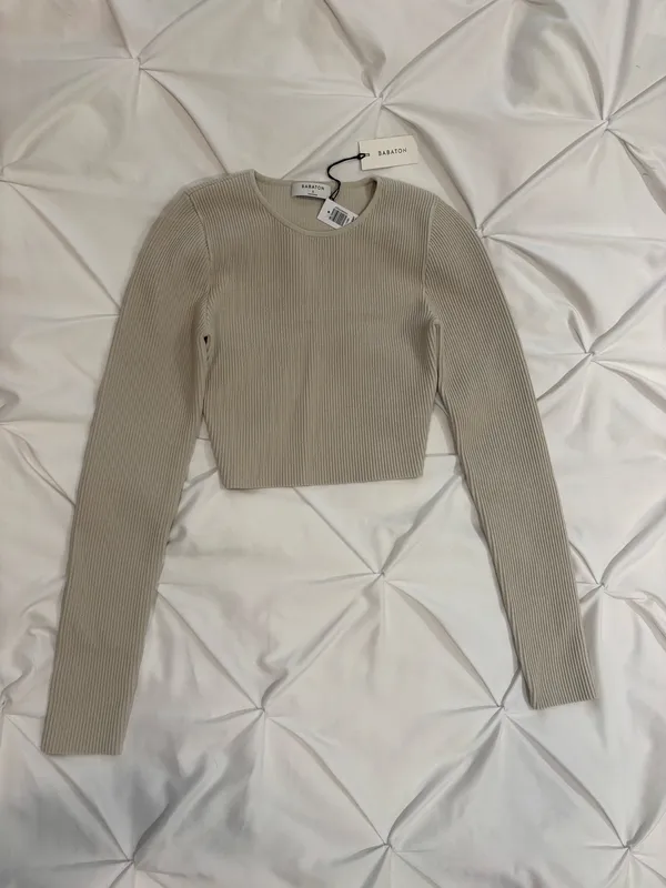 Matte Pearl Cropped Aritzia Long sleeve Crew Babaton - Image 2