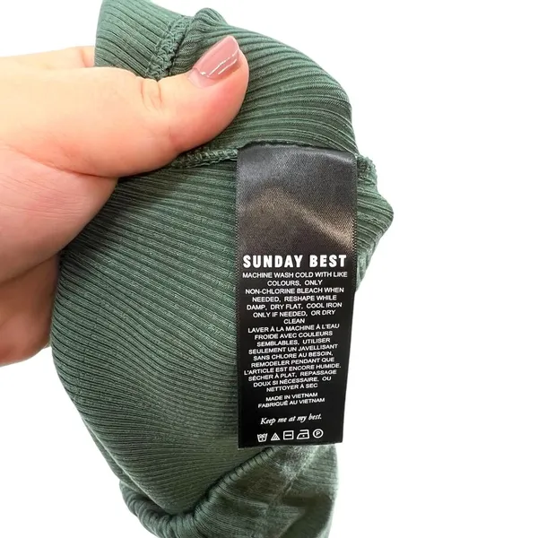 Aritzia Sunday Best Tate‎ Pants High-Waisted Flare Ribbed Stretch Green Size XS - Image 9