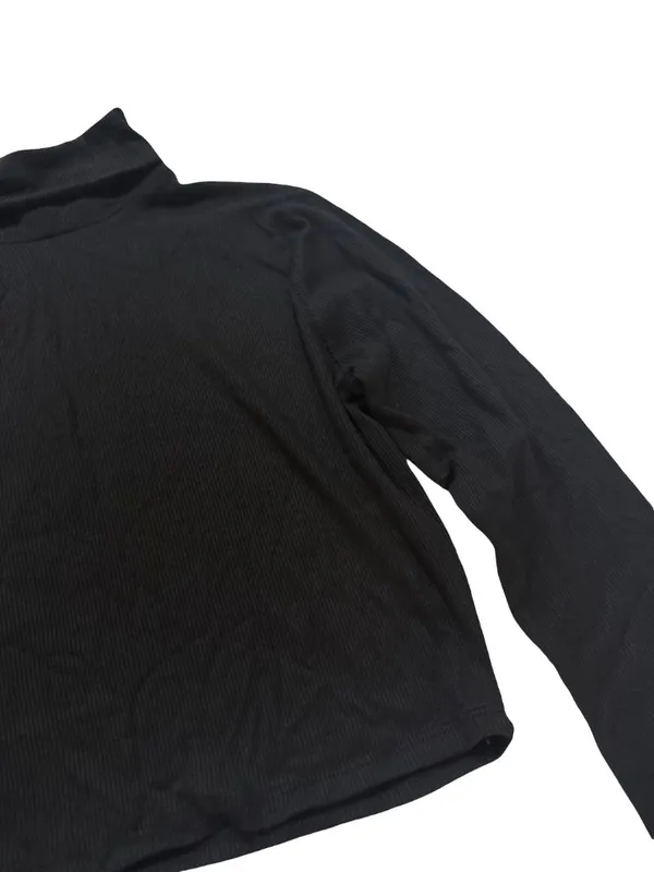 Full Tilt Black Ribbed Knit Long Sleeve Crop Top Shirt Turtleneck Medium Women's - Image 11