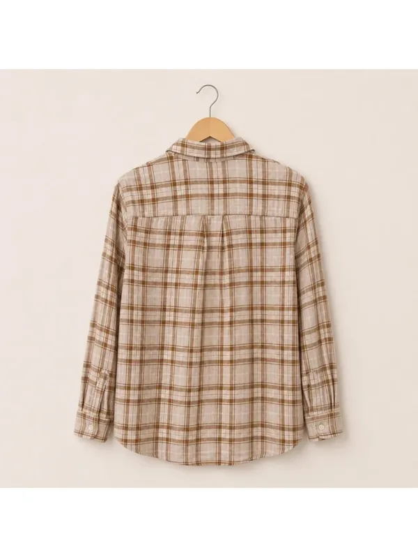 Old Navy Plaid Button Down Shirt Bundle XL Red & Neutral Flannel Tops - Image 4