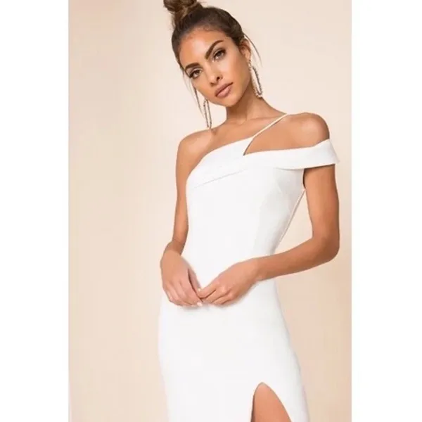 Revolve Superdown Jillian White Asymmetric Cutout Midi Dress XS Minimalist Chic - Image 4