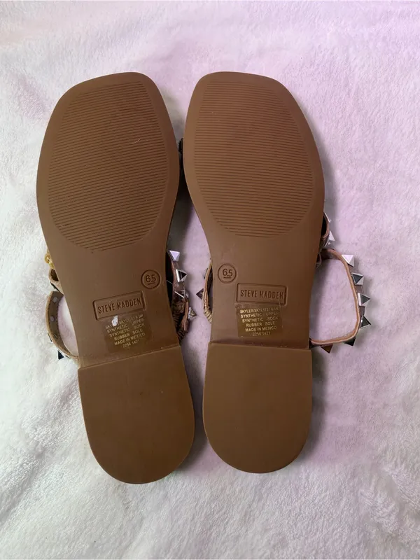 Steve Madden Nude Studded Triple-Strap Slide Sandals - Image 8