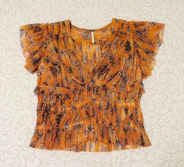 Free People Orange Floral Blouse - Image 3
