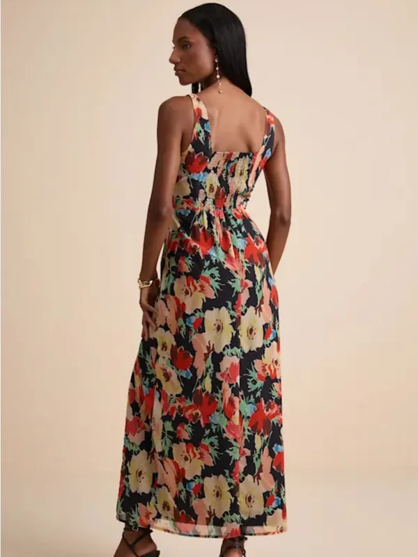 Lulu's Miya Black Multi Floral Sleeveless Maxi Dress - Image 3