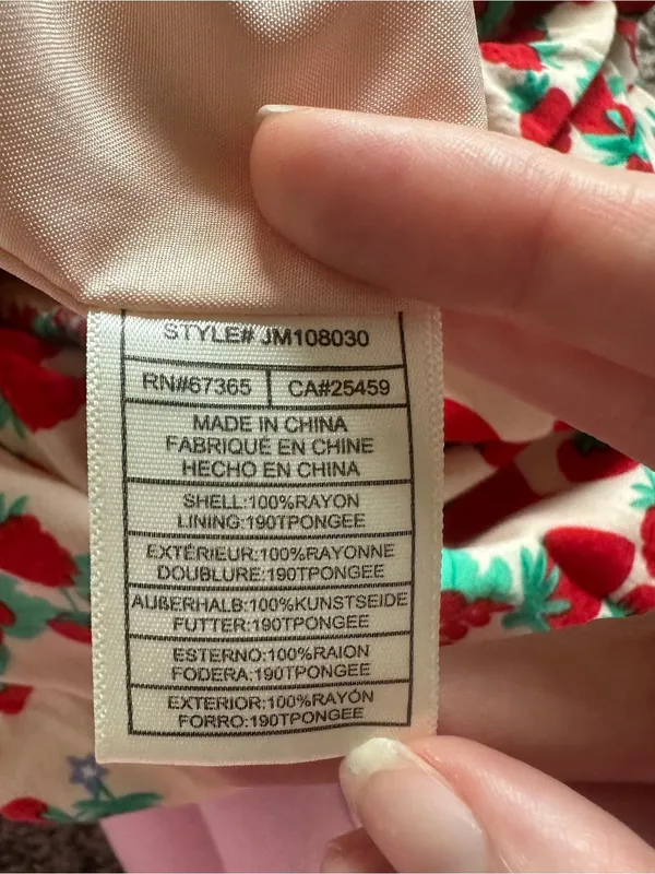 Betsey Johnson Cream Maxi Dress with Red Strawberry Print - Image 8