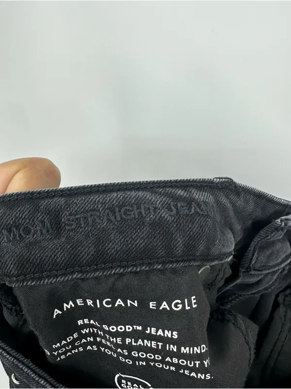 American Eagle Outfitters Black Mom Straight Jeans Size 12 Short Distressed Boho - Image 8