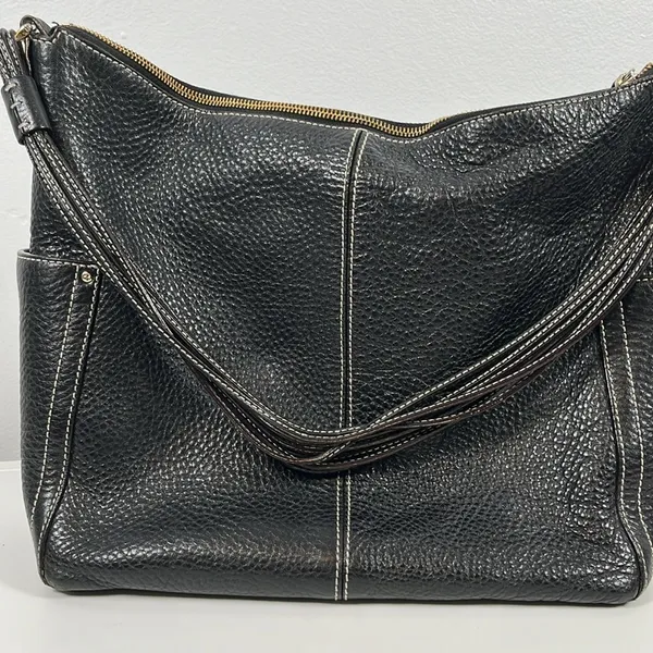 Kate Spade Black Pebbled Leather HandBag 2 Outside pockets, cloth interior - Image 6