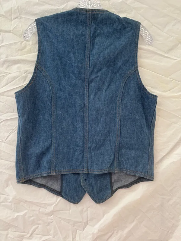 Lee Vintage Western 70’s 80’s Cottagecore Women's Dark Blue Denim Vest - Image 6