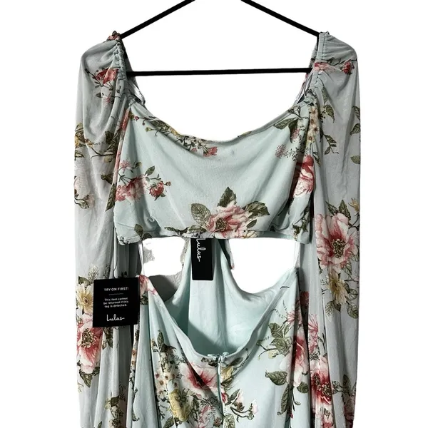 Lulu’s Ode to Spring Mint Floral Print Tie-Front Bodycon Mini Dress Size XL​‎ - Image 8
