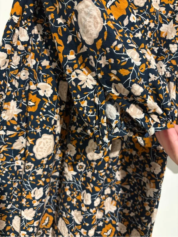 Universal thread long sleeve floral midi dress‎ blue orange size medium - Image 6