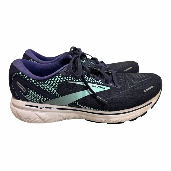 Brooks Ghost Neutral Running Shoes Womens 8.5 Medium Navy Teal Cushioned Trainer - Image 2