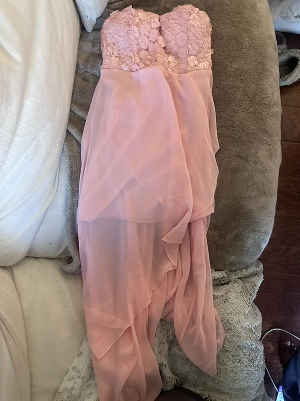 Foreign Exchange Vintage baby Pink sequins fairy chiffon layered strapless dress - Image 4