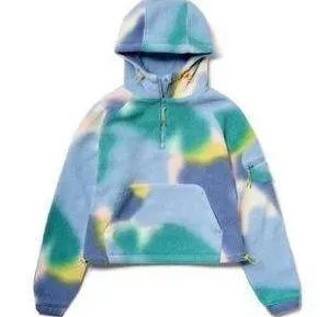 Outdoor Voices NWT Jacket PrimoFleece 1/4 Zip Hoodie Cropped Multi Lava S - Image 7