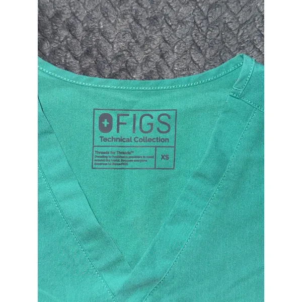 FIGS Women's Technical Collection Scrub Top‎ Green Short Sleeve Pocket Sz Xs - Image 4