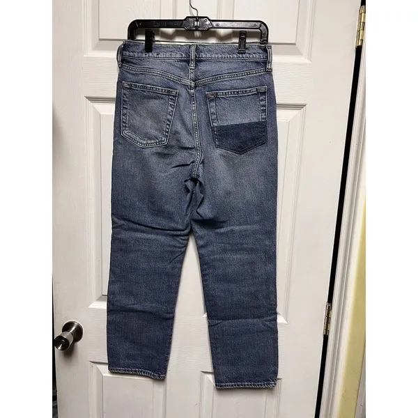 Gap Cheeky Straight Patchwork Jeans Womens 8/29 Blue‎ High Rise Colorblock Denim - Image 6