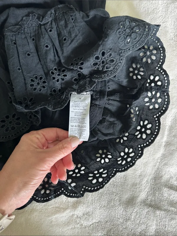 J. Crew Black Eyelet Ruffle Hem Tank - Image 5