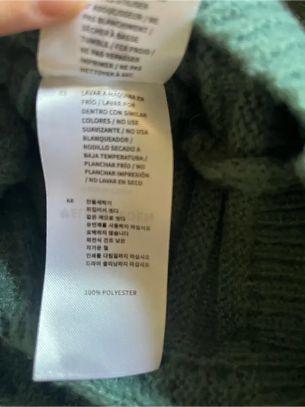 Aelfric Eden Cable Knit Crewneck Sweater in Faded Green 90’s Vintage Size XL - Image 3