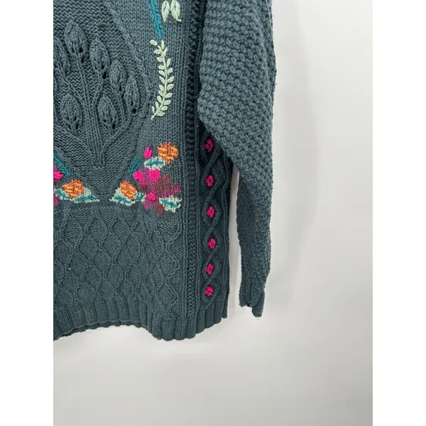 Vintage LL Bean Embroidered Floral Sweater Womens S Cottagecore Knit Grandmacore - Image 4