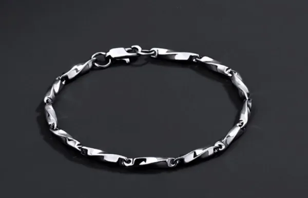 Titanium Steel Link Chain Bracelet for Men Women,Punk Hip Hop Bracelet - Image 3
